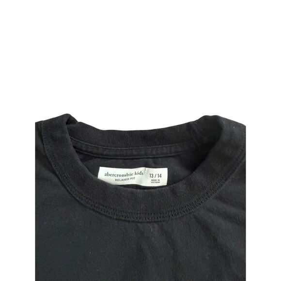 Abercrombie Kids Boys Black Relaxed Fit Tshirt Embroidered Bear Pizza 13/14 - Picture 2 of 3